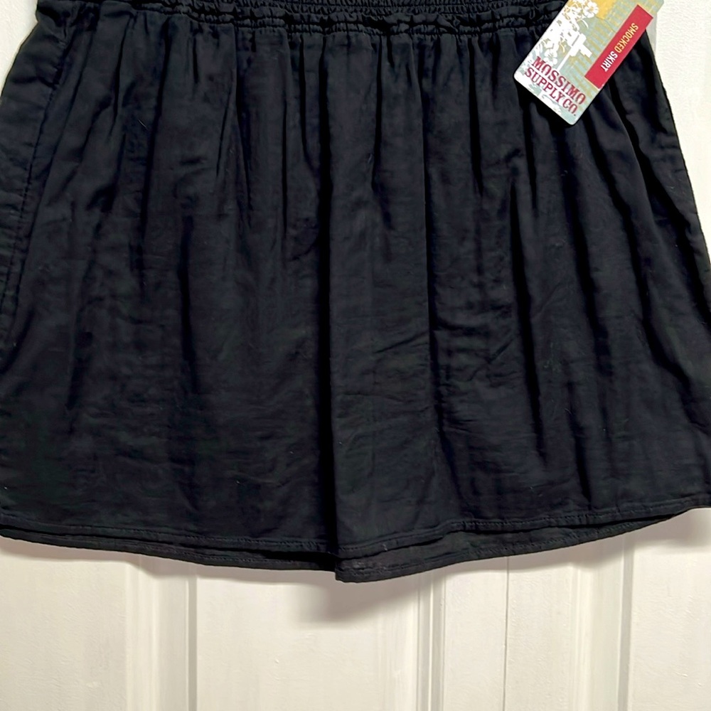 Mossimo Black Ebony Smocked Waist Mini Skirt Jr Size M NWT - Picture 3 of 7